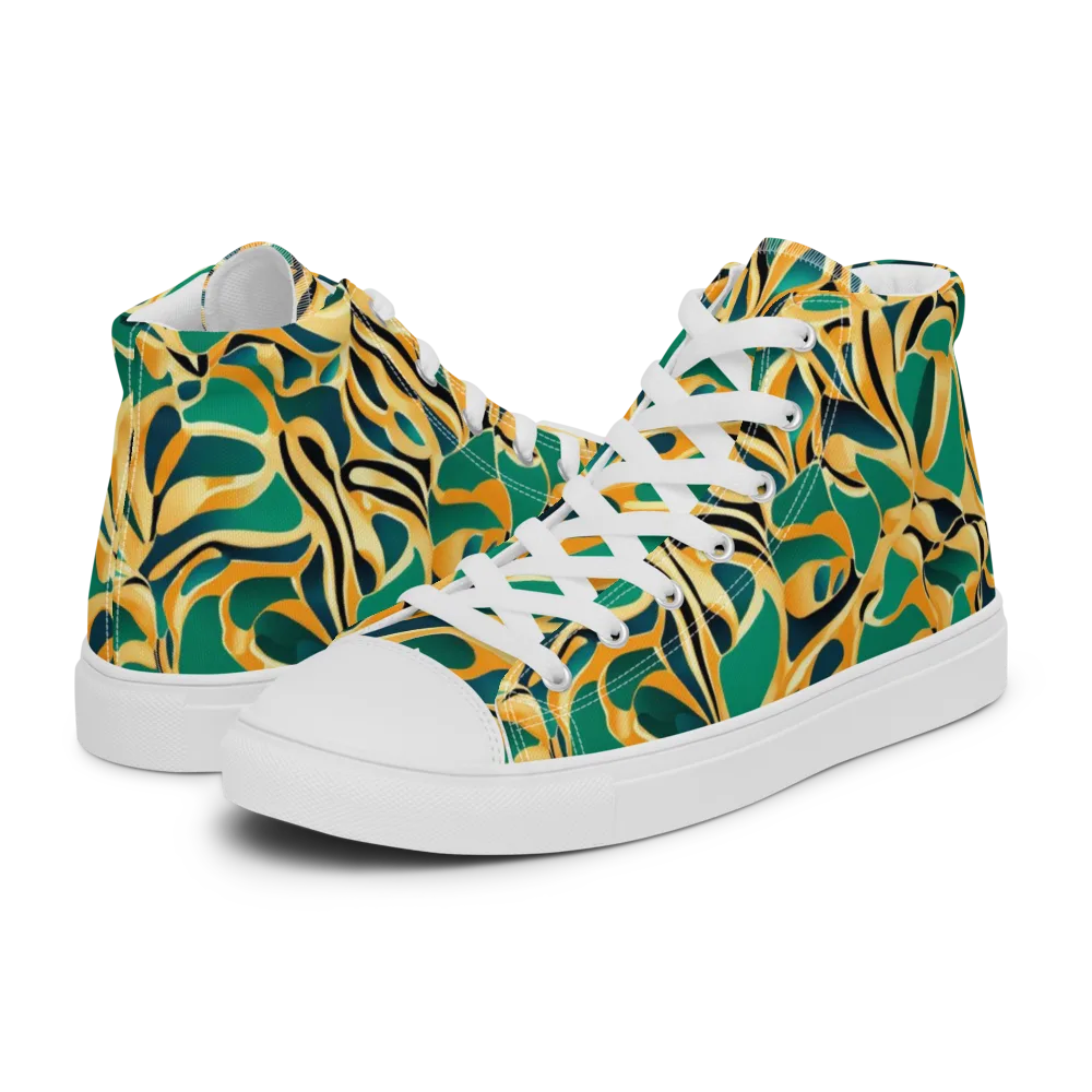 Emerald Melt on Men's High Top Canvas Shoes — Left