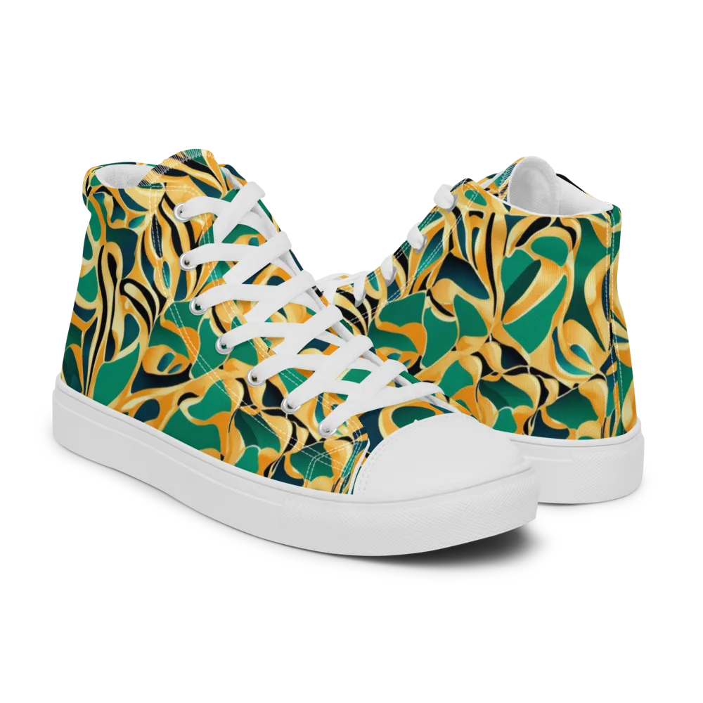 Emerald Melt on Men's High Top Canvas Shoes — Right
