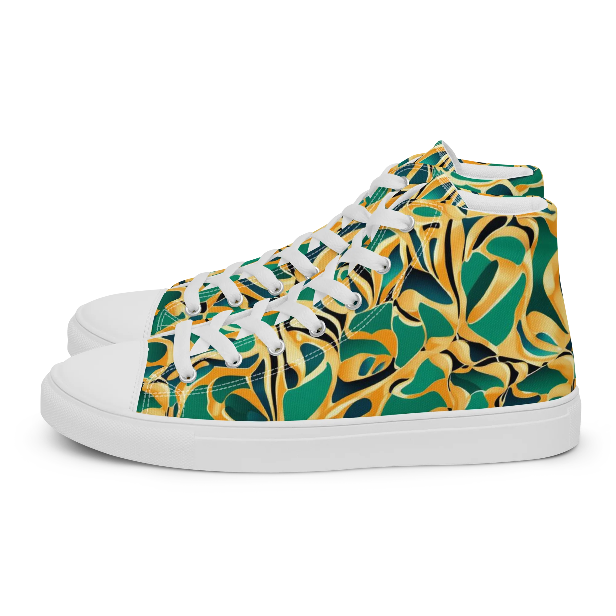 Emerald Melt on Women's High Top Canvas Shoes — Left