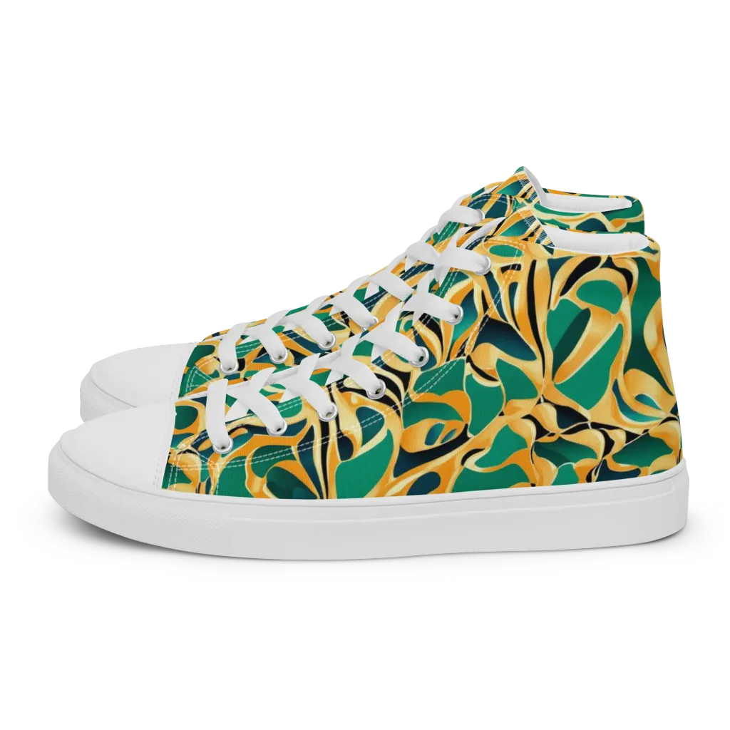 Emerald Melt on Women's High Top Canvas Shoes — Left