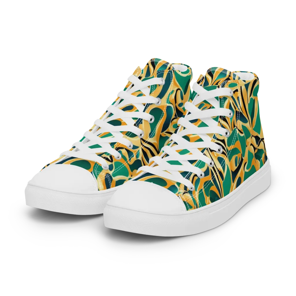 Emerald Melt on Women's High Top Canvas Shoes — Left Front