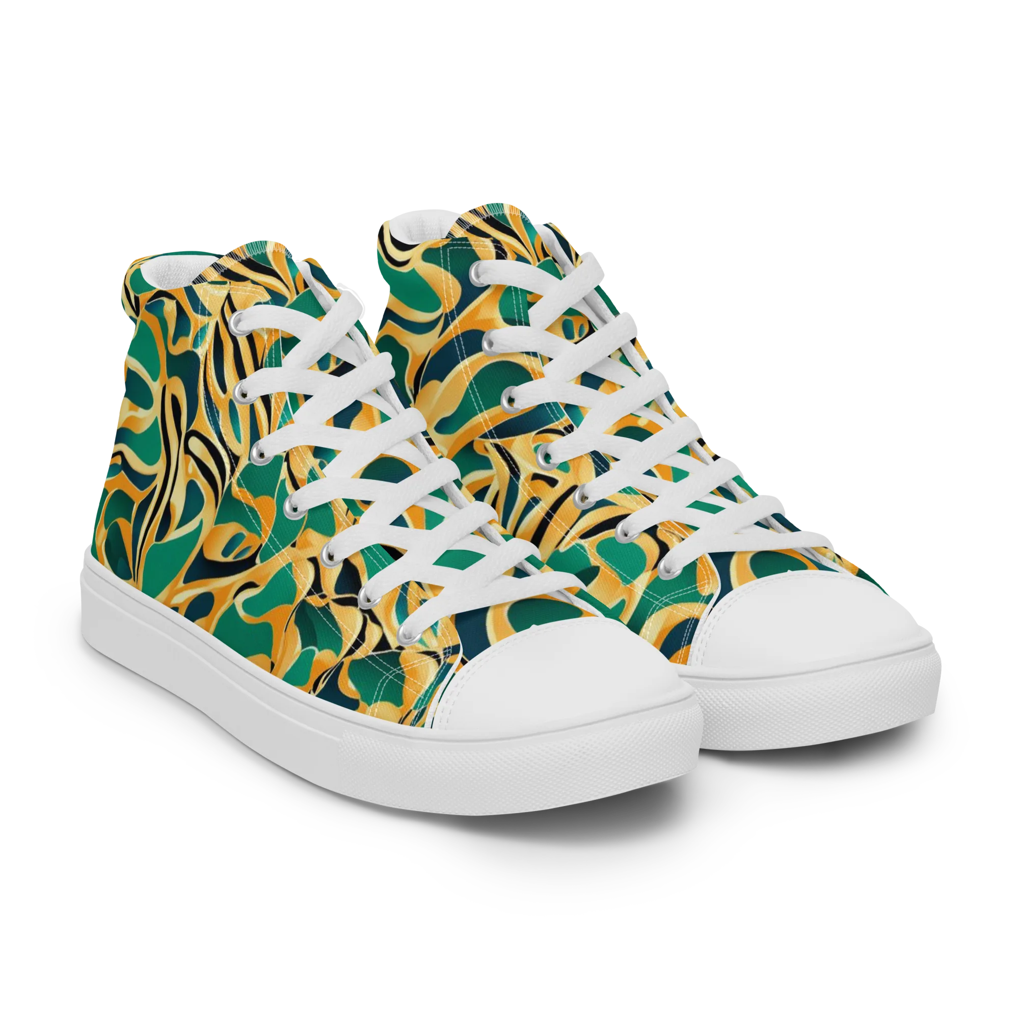 Emerald Melt on Women's High Top Canvas Shoes — Right Front