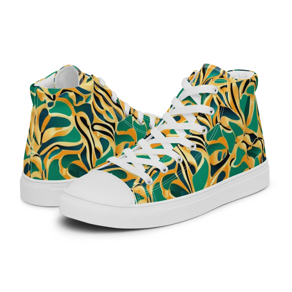 Emerald Melt on Women's High Top Canvas Shoes — Left