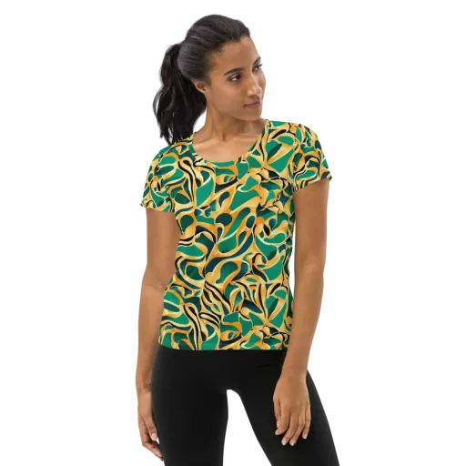 Emerald Melt on a Women's Athletic T-Shirt