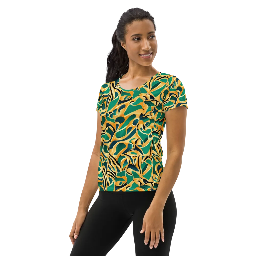 Emerald Melt on Women's Athletic T-Shirt — Left