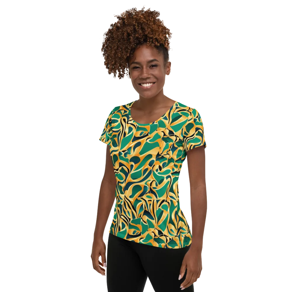 Emerald Melt on Women's Athletic T-Shirt — Left