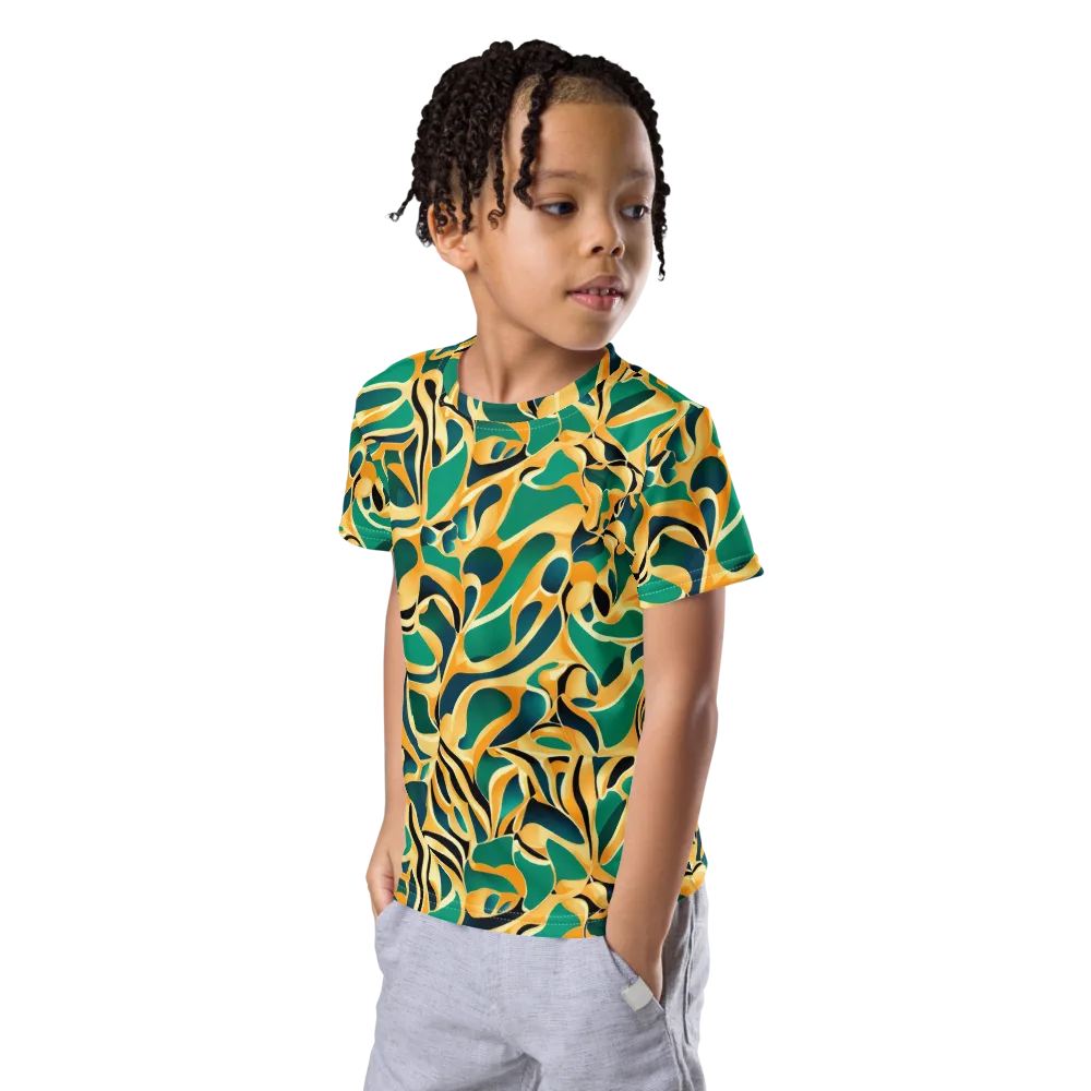 Emerald Melt on Kids Crew Neck T-Shirt — Left Front