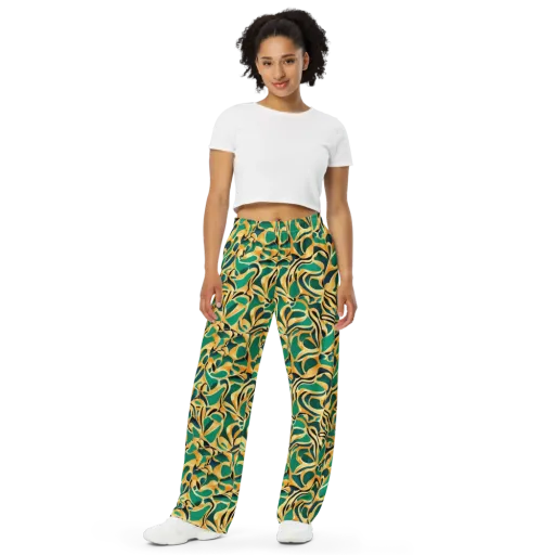 Emerald Melt on a Wide-Leg Pants