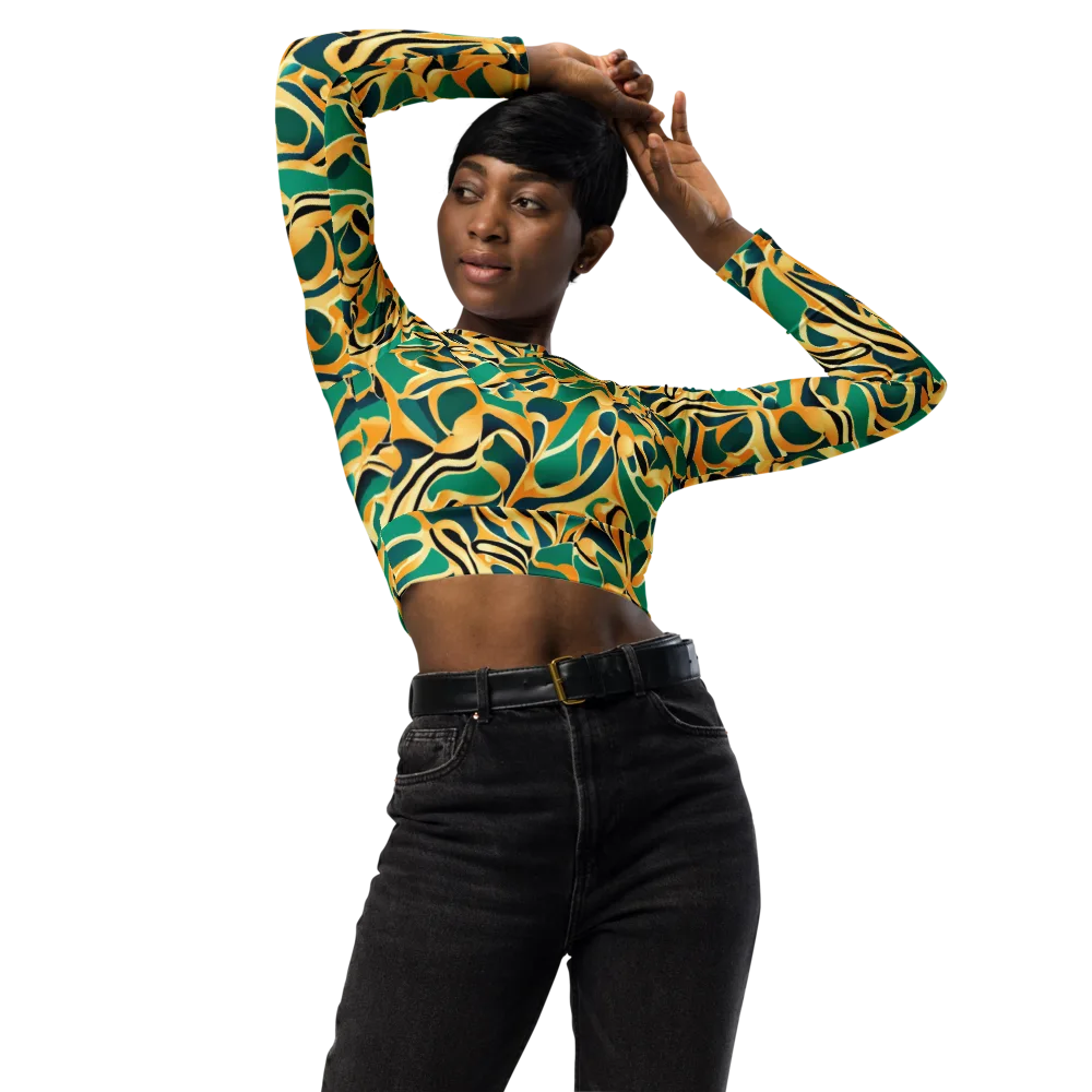Emerald Melt on Long Sleeve Crop Top — Front