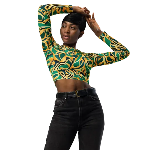 Emerald Melt on a Long Sleeve Crop Top