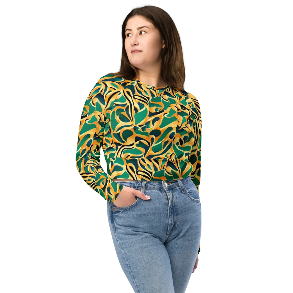 Emerald Melt on Long Sleeve Crop Top — Front