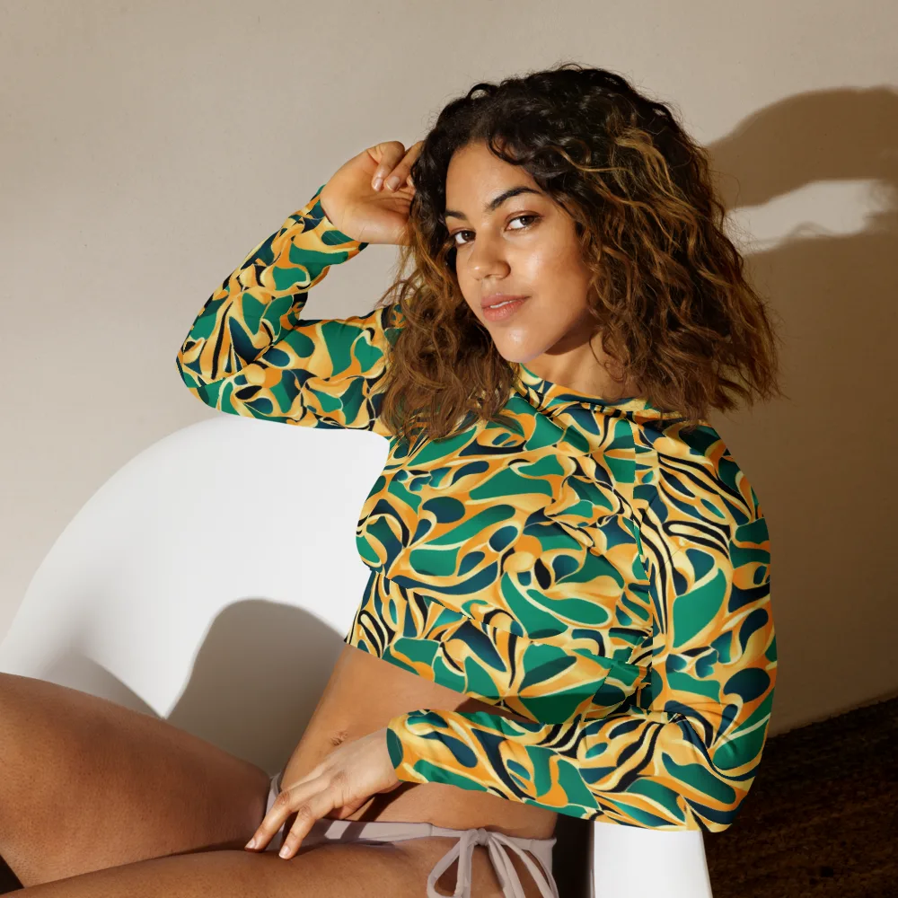 Emerald Melt on Long Sleeve Crop Top — Left Front