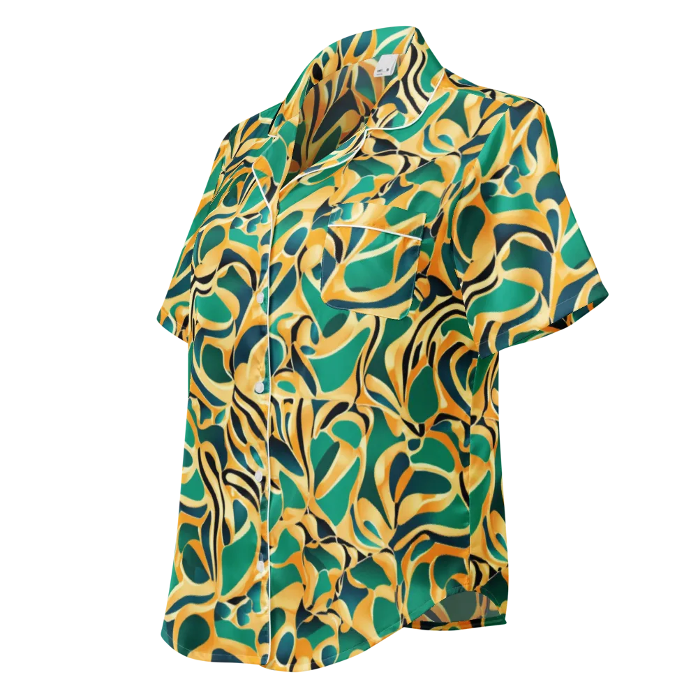 Emerald Melt on Women's Short Sleeve Pajama Top — Left Front
