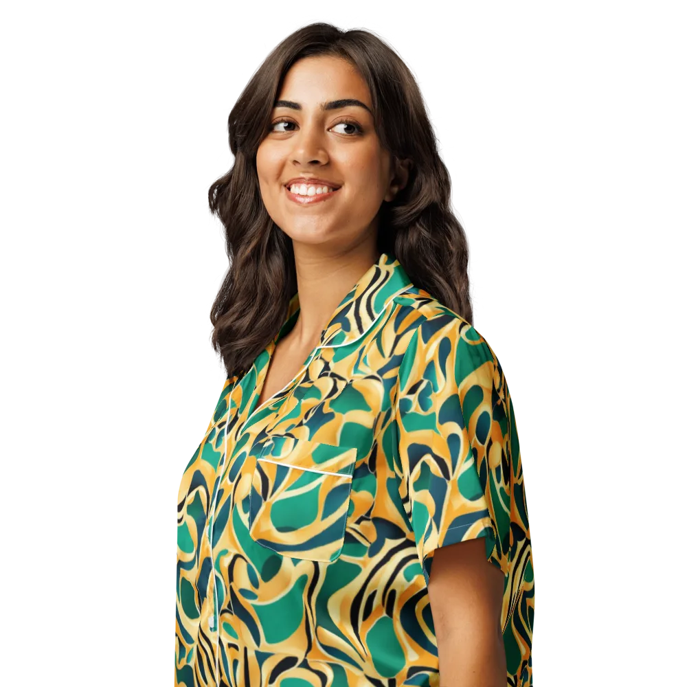 Emerald Melt on Women's Short Sleeve Pajama Top — Left Front