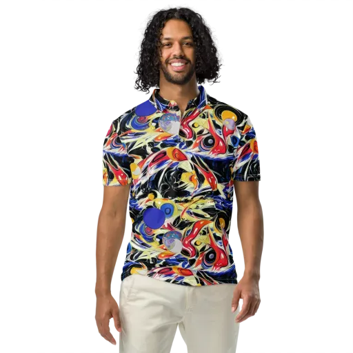 Fluid Frequency on a Men's Slim Fit Polo Shirt