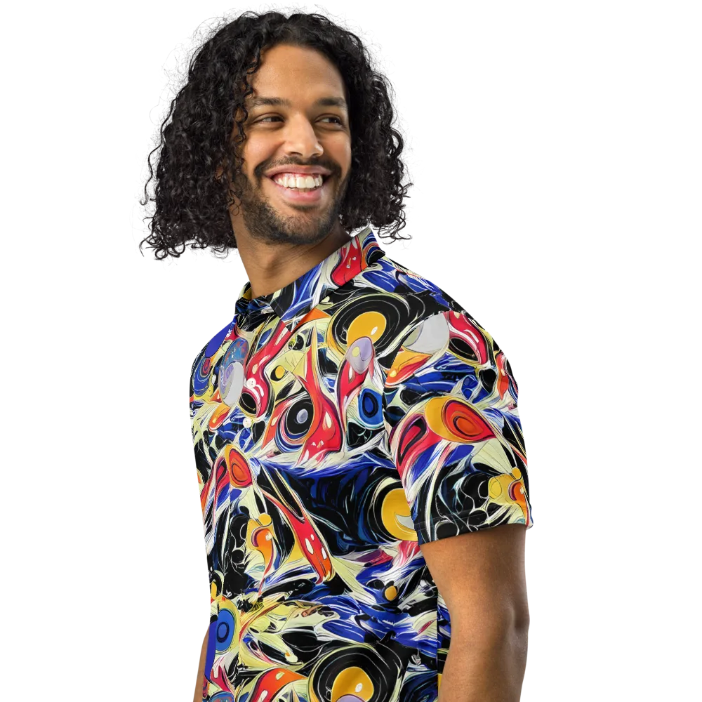 Fluid Frequency on Men's Slim Fit Polo Shirt — Left Front