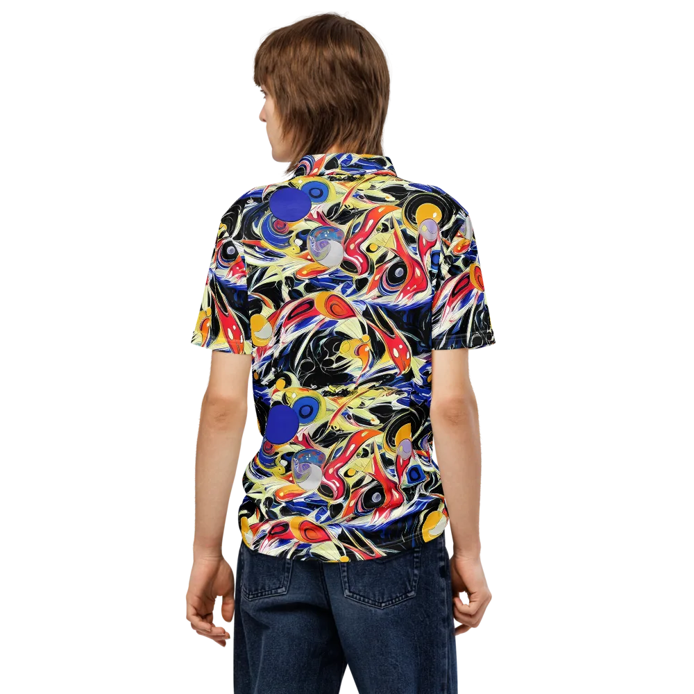 Fluid Frequency on Men's Slim Fit Polo Shirt — Back