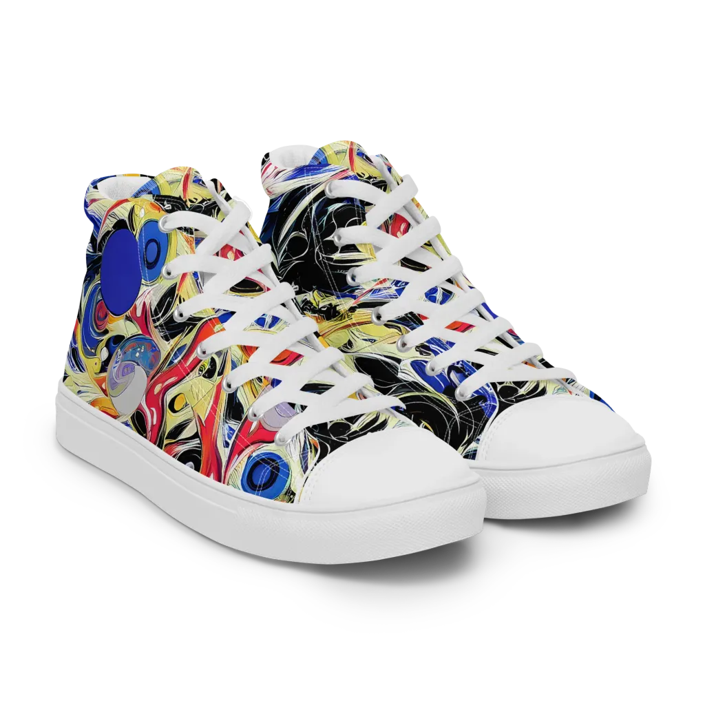 Fluid Frequency on Men's High Top Canvas Shoes — Right Front