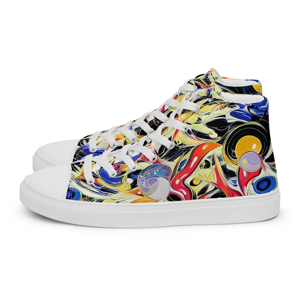 Fluid Frequency on Men's High Top Canvas Shoes — Left