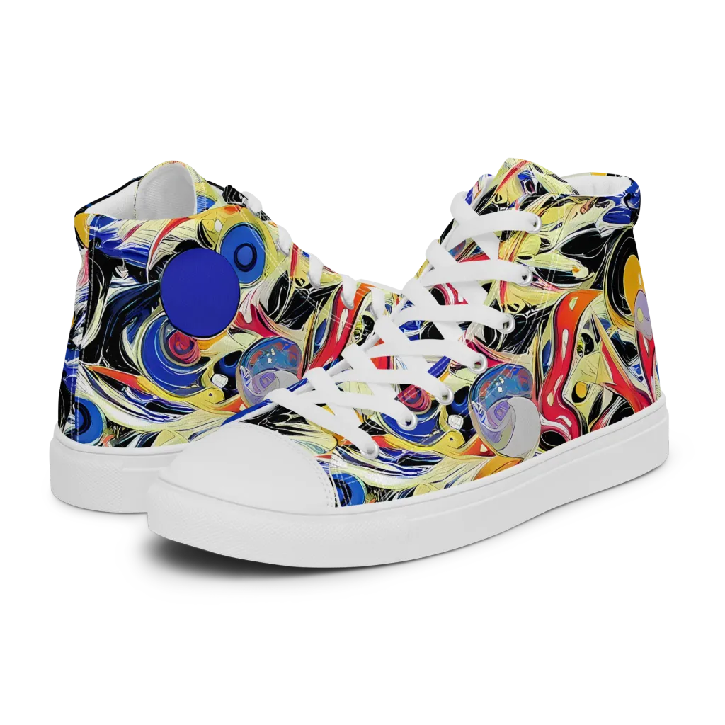 Fluid Frequency on Men's High Top Canvas Shoes — Left