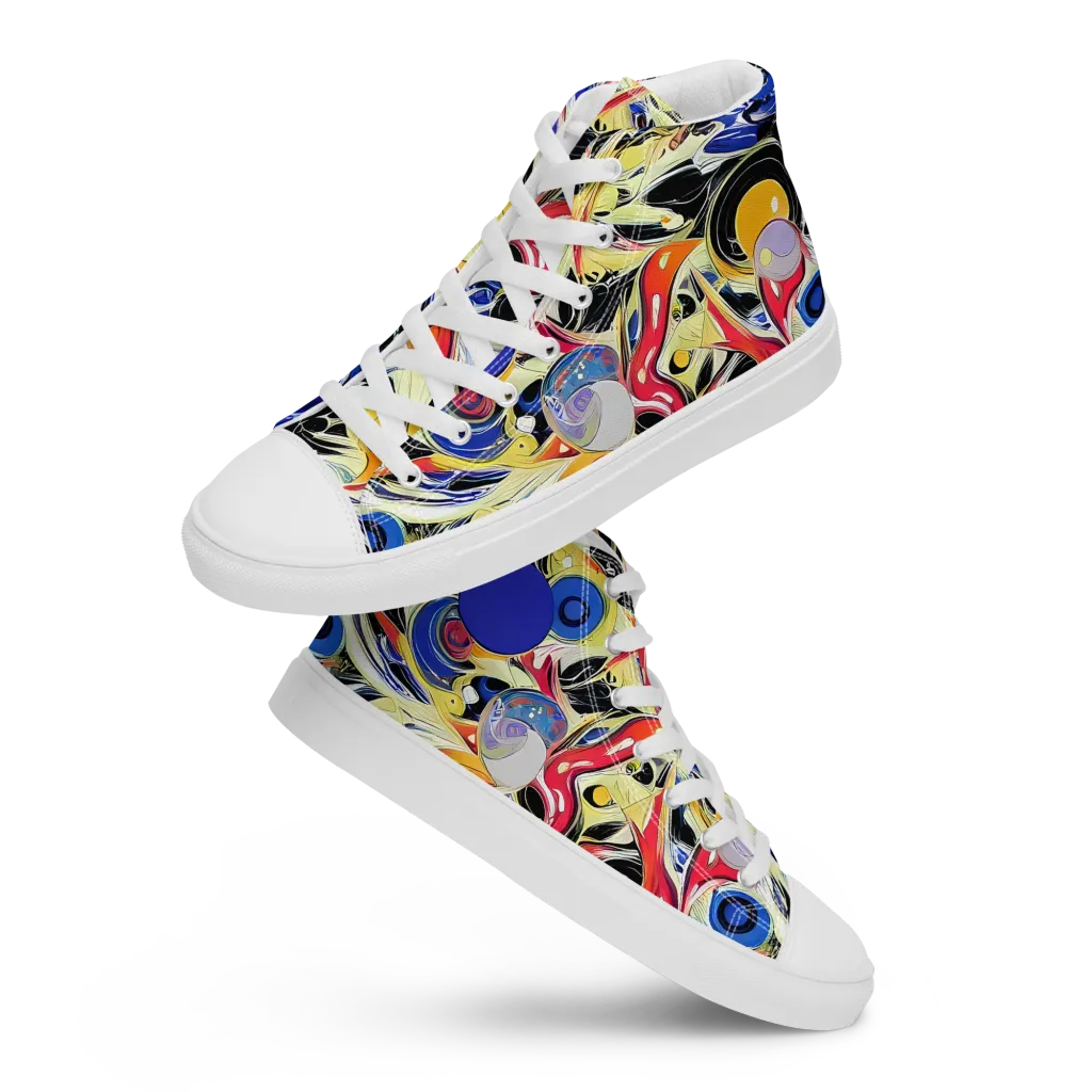 Fluid Frequency on Men's High Top Canvas Shoes — Front