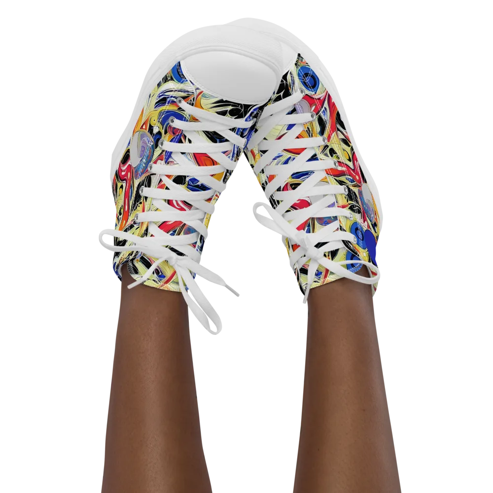 Fluid Frequency on Women's High Top Canvas Shoes — Front