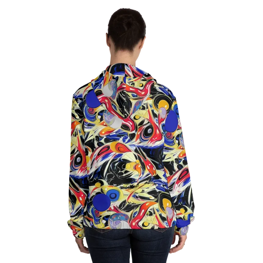 Fluid Frequency on Women's Full-Zip Hoodie — Back On Person