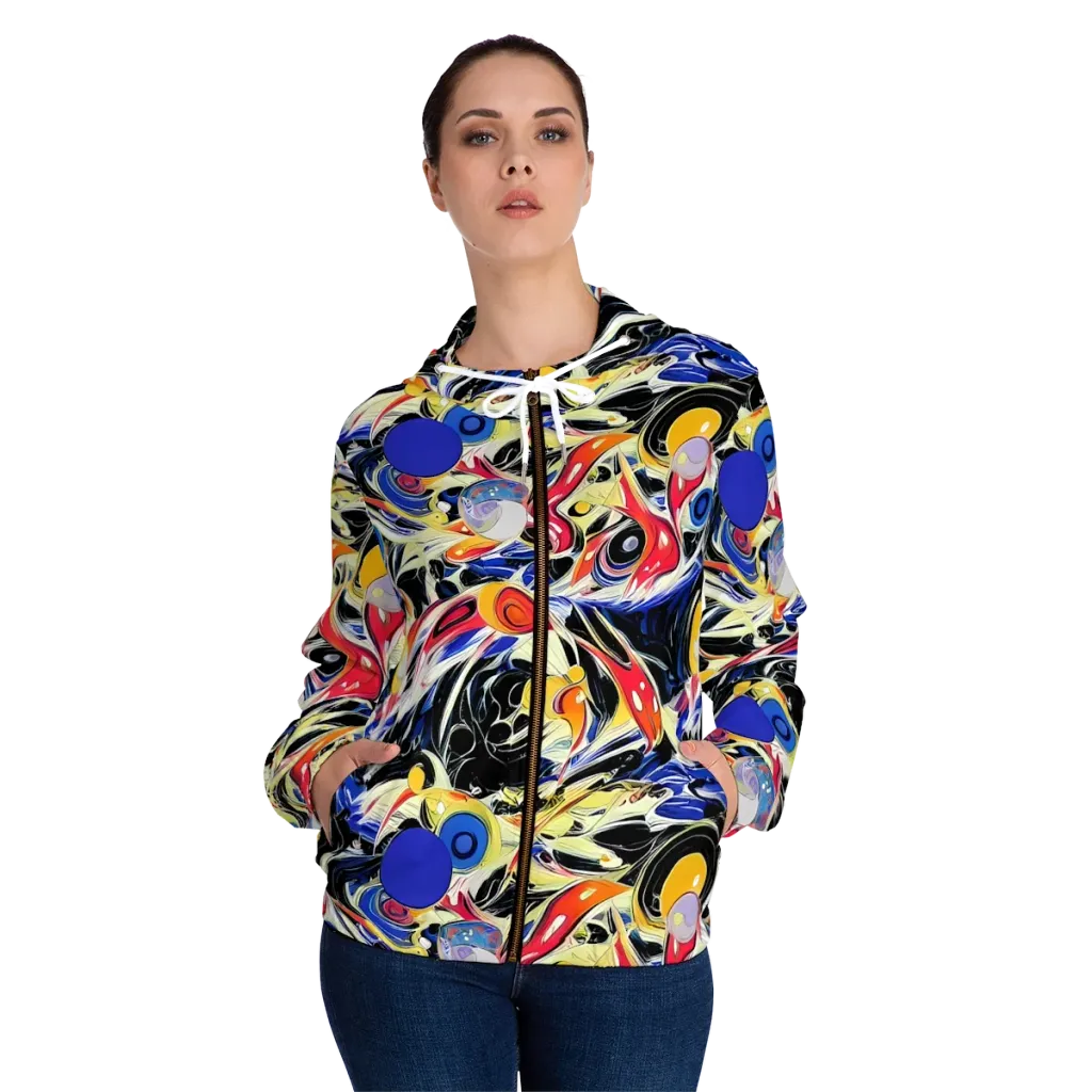 Fluid Frequency on Women's Full-Zip Hoodie — Front On Person