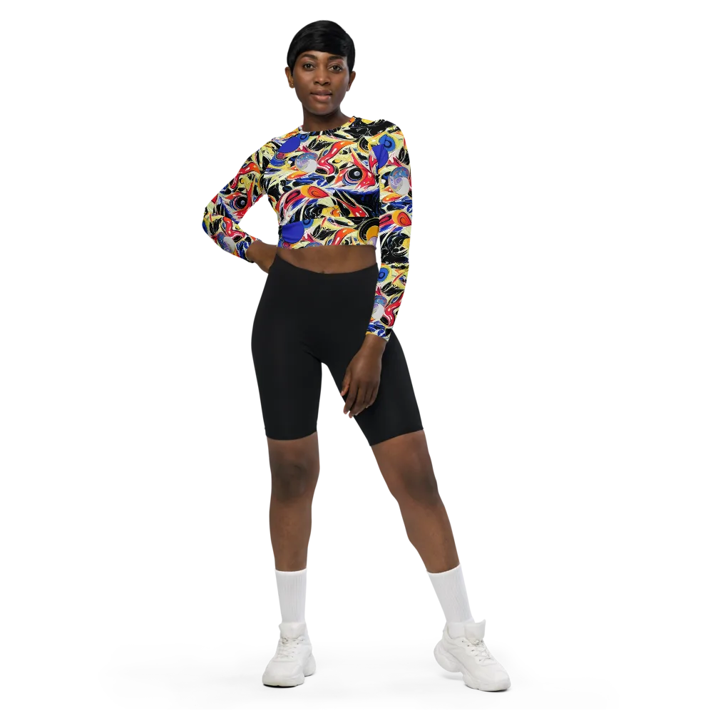 Fluid Frequency on Long Sleeve Crop Top — Front