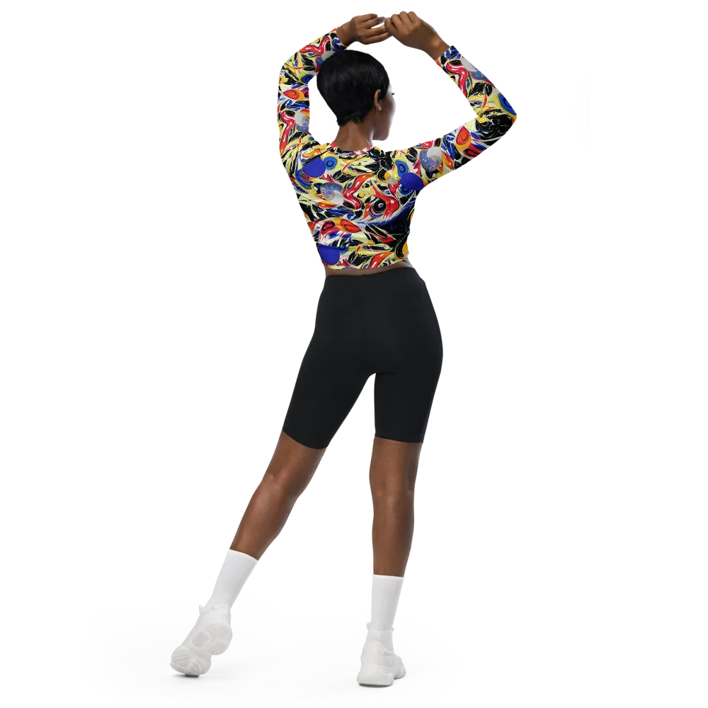 Fluid Frequency on Long Sleeve Crop Top — Back