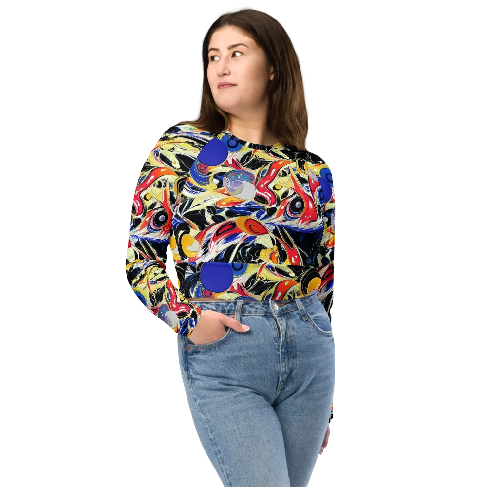 Fluid Frequency on Long Sleeve Crop Top — Front