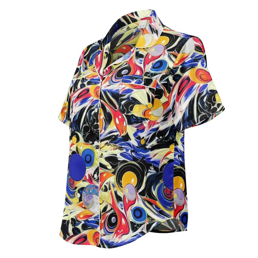 Fluid Frequency on Women's Short Sleeve Pajama Top — Left Front