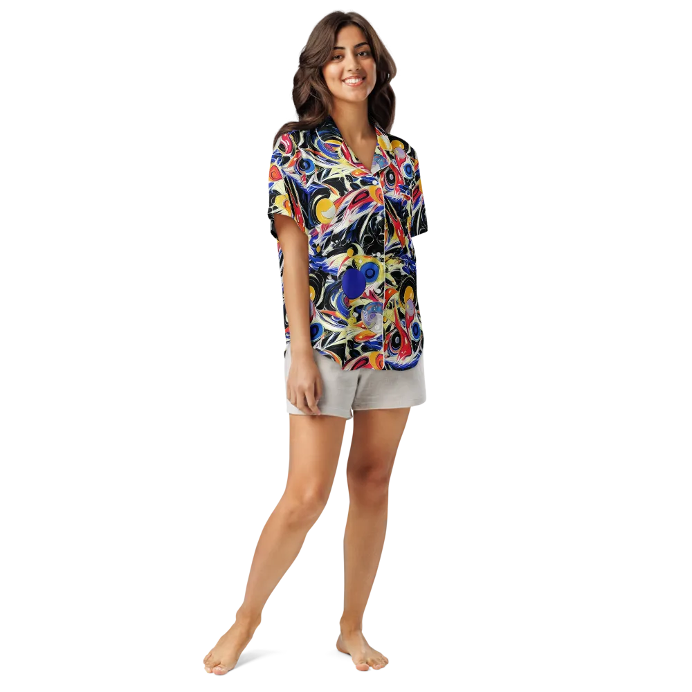 Fluid Frequency on Women's Short Sleeve Pajama Top — Front