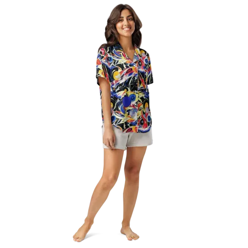 Fluid Frequency on a Women's Short Sleeve Pajama Top