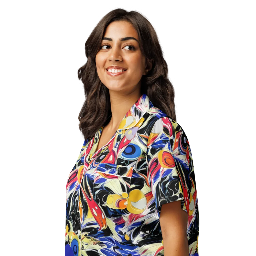 Fluid Frequency on Women's Short Sleeve Pajama Top — Left Front
