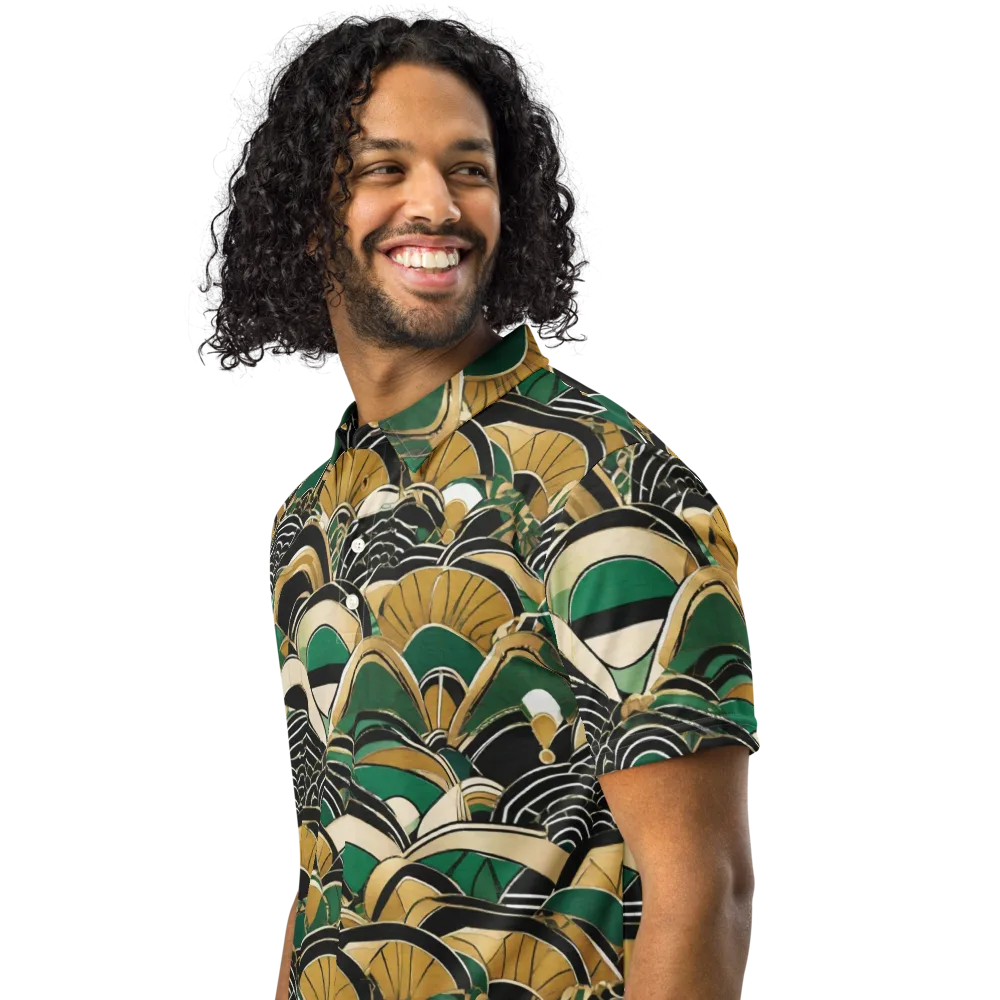 Midnight Parasol on Men's Slim Fit Polo Shirt — Left Front