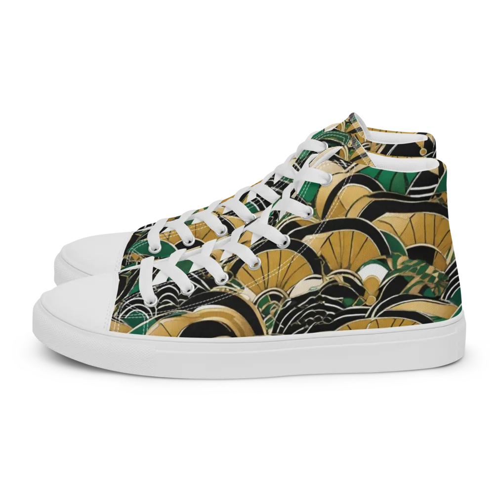 Midnight Parasol on Men's High Top Canvas Shoes — Left