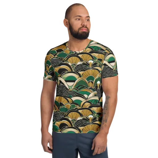 Midnight Parasol on a Men's Athletic T-Shirt