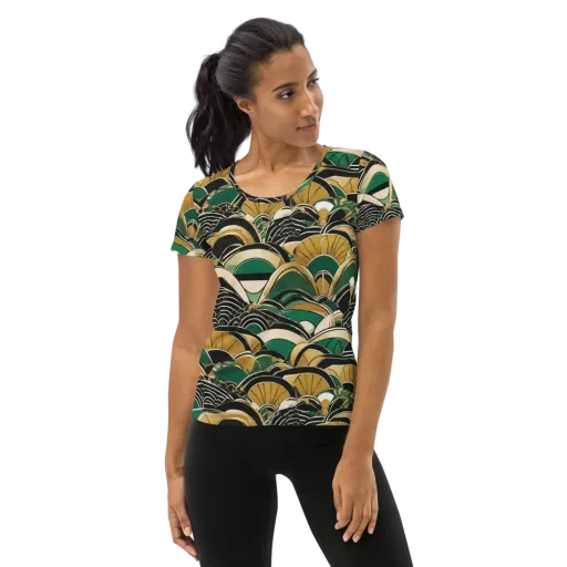 Midnight Parasol on a Women's Athletic T-Shirt