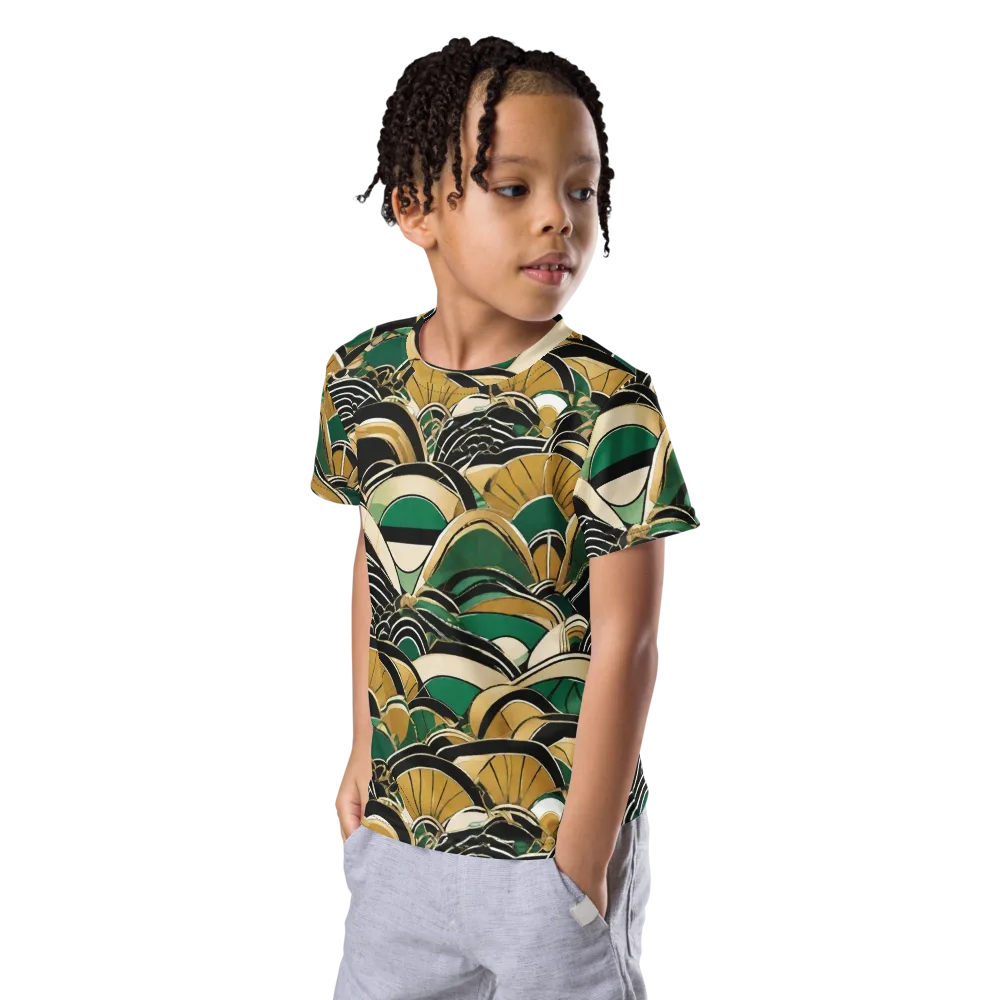 Midnight Parasol on Kids Crew Neck T-Shirt — Left Front