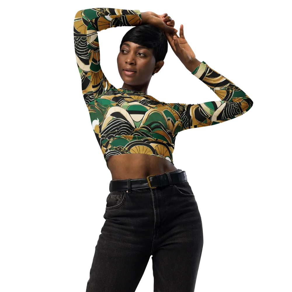 Midnight Parasol on Long Sleeve Crop Top — Front
