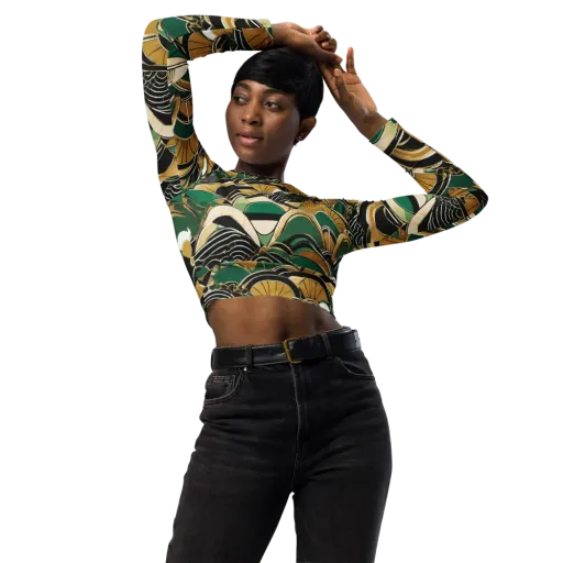 Midnight Parasol on a Long Sleeve Crop Top