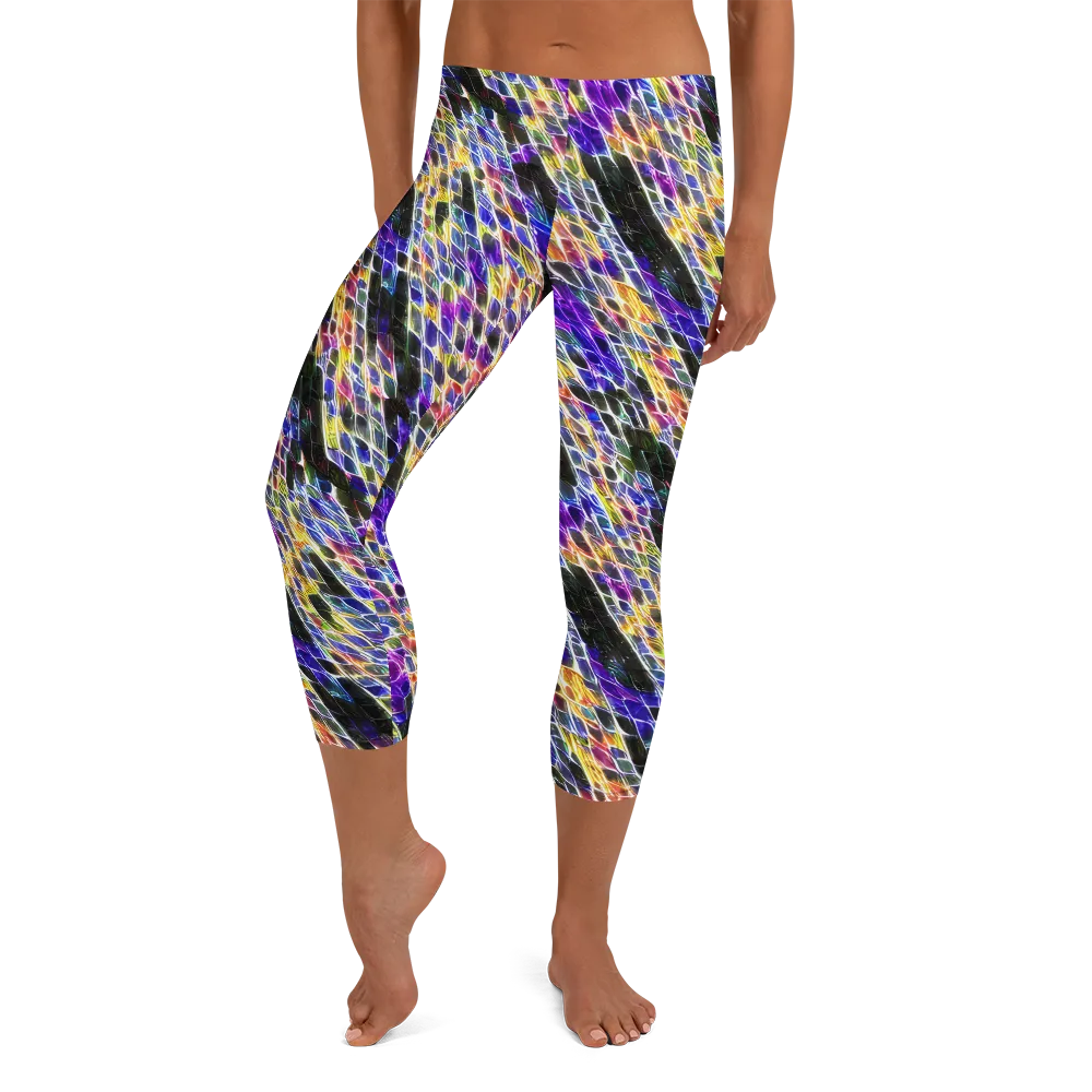 Violet Shatter on Capri Leggings — Front