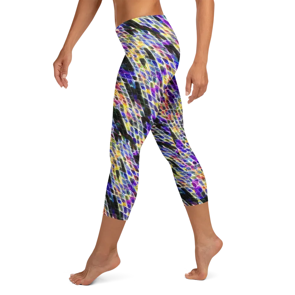 Violet Shatter on Capri Leggings — Left