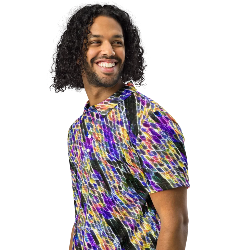 Violet Shatter on Men's Slim Fit Polo Shirt — Left Front