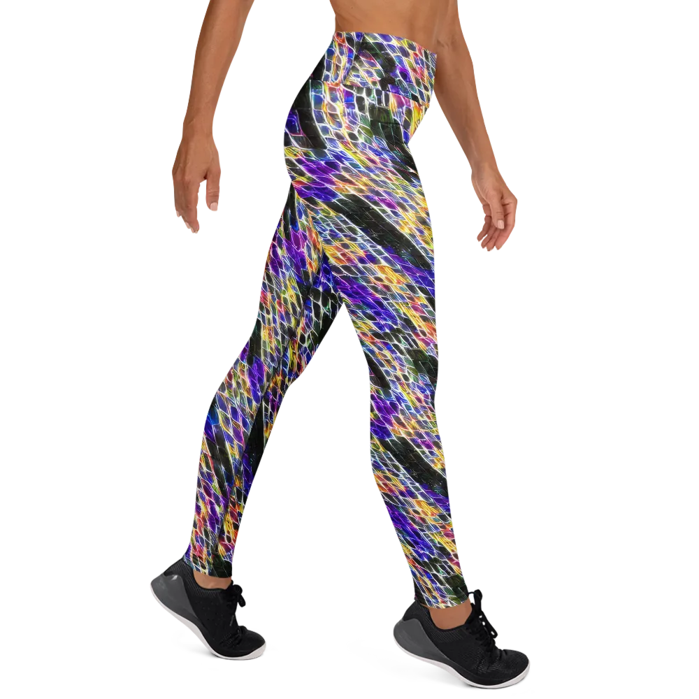 Violet Shatter on Yoga Leggings — Right