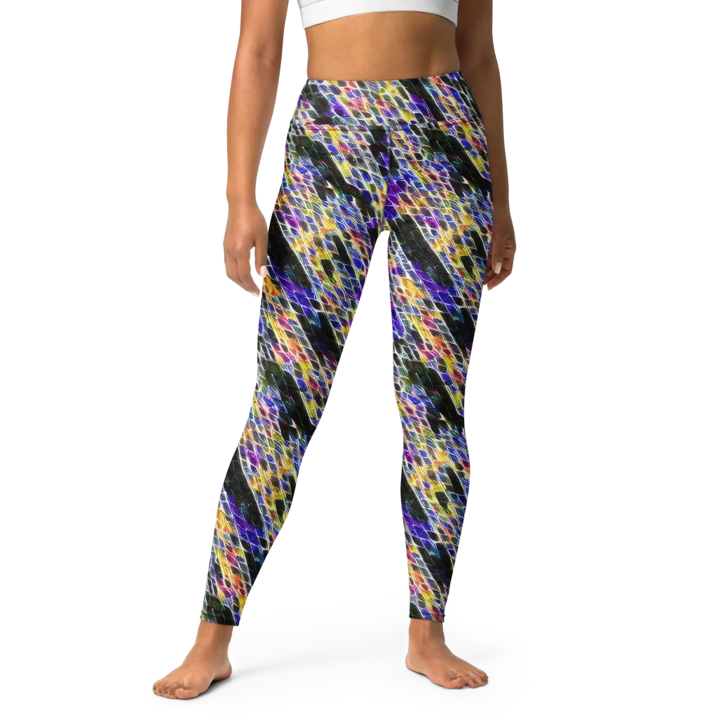 Violet Shatter on Yoga Leggings — Front