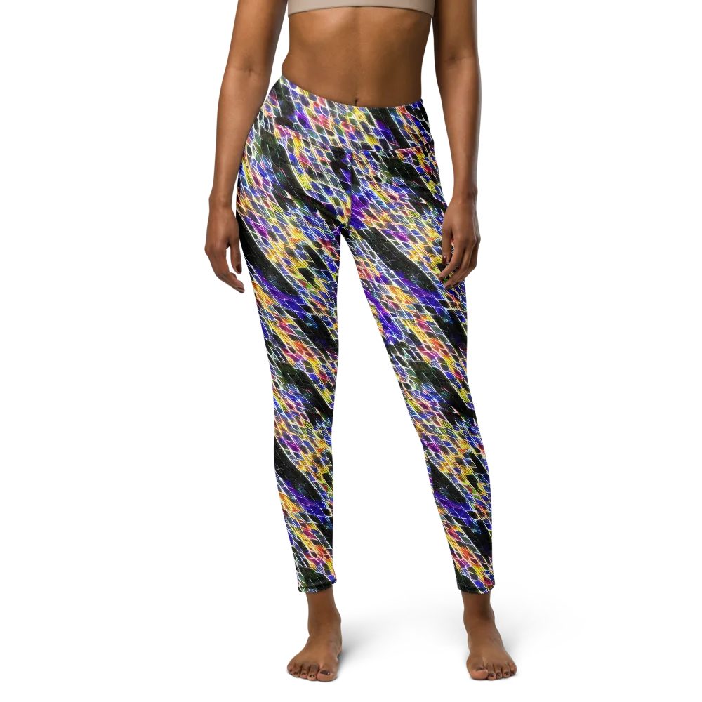 Violet Shatter on Yoga Leggings — Front