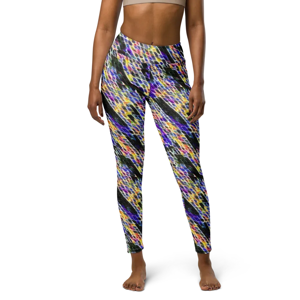 Violet Shatter on Yoga Leggings — Front