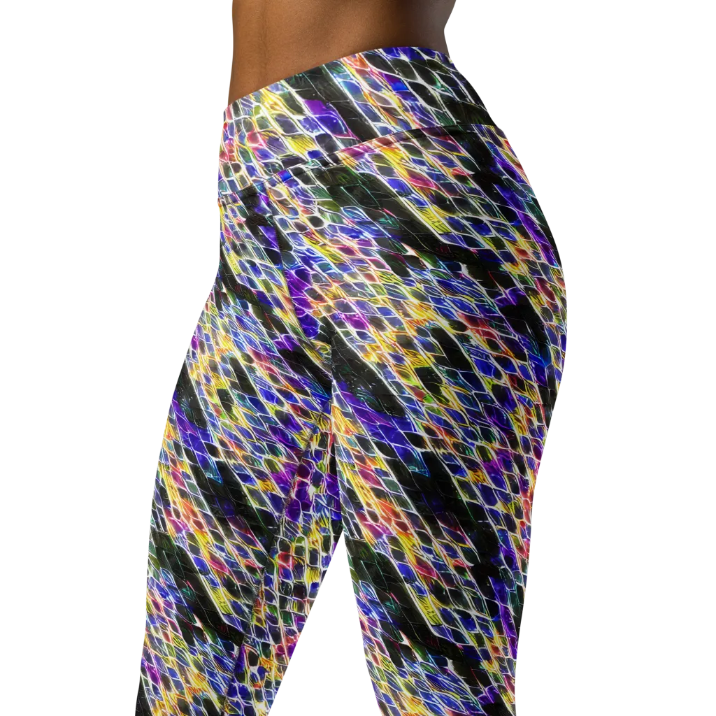 Violet Shatter on Yoga Leggings — Left Front